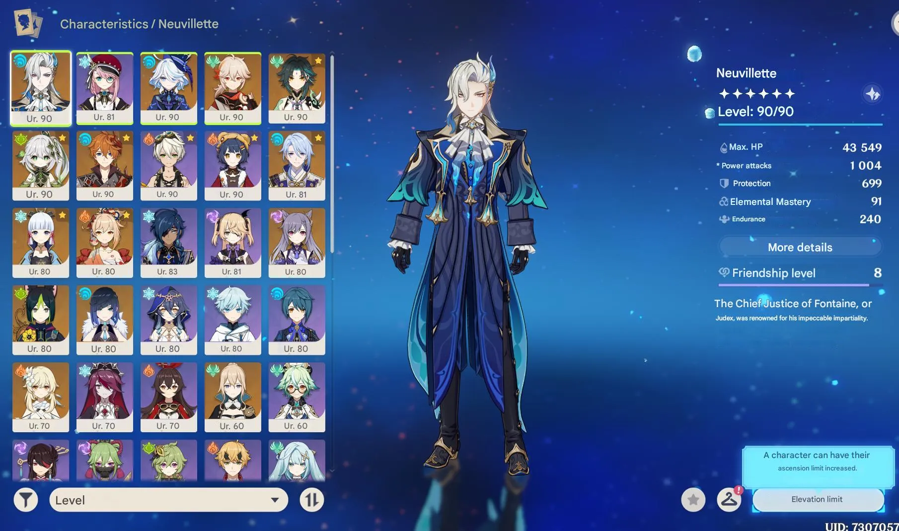 GI1118 High AR 59 Neuvillette and Kazuha with Jade Spear and Rich Artifacts 